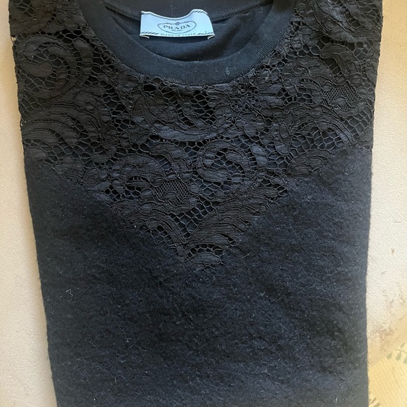 Stunning runway Prada Designer blouse shirt sexy lace design floral M - Picture 5 of 6